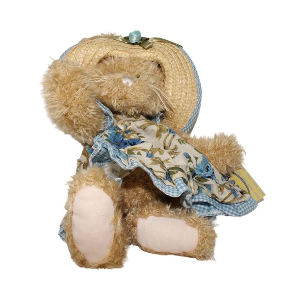 Ganz Petunia Plush Bunny Rabbit Easter Spring Dress Straw Hat Deadstock NEW - Picture 3 of 10